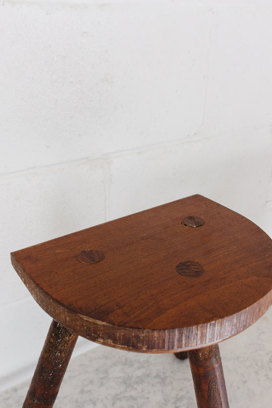 mid century French brutalist tripod stool