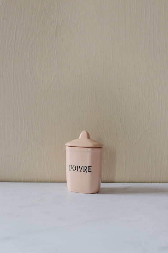 rare midcentury french blush pink ironstone storage pots, set of 4