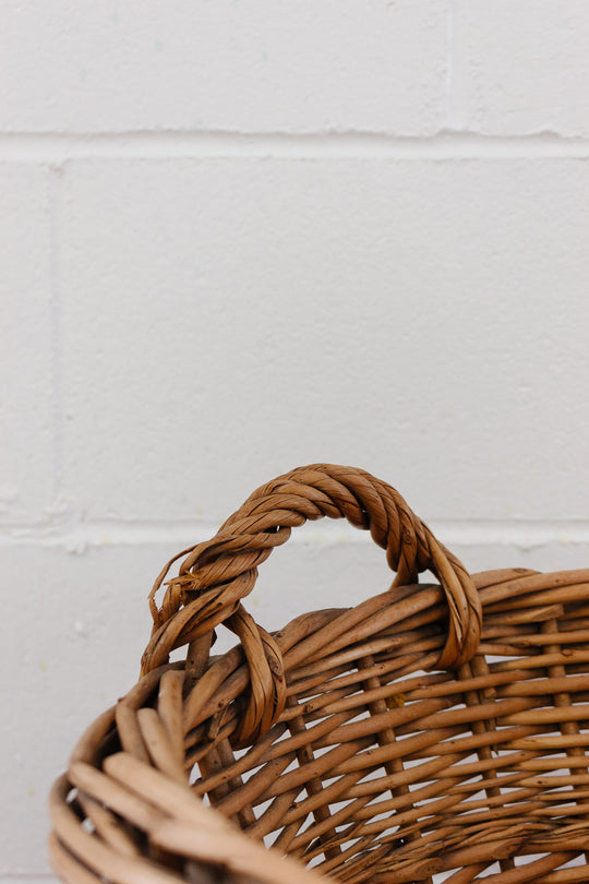 vintage french oval laundry basket, medium
