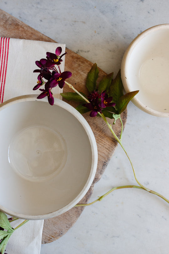 set of two vintage Digoin stoneware bowls