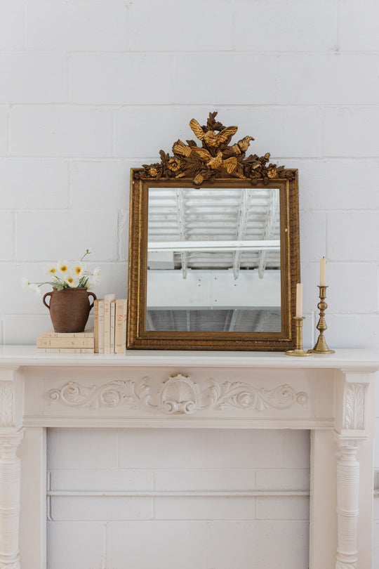 antique french Louis XV gilt wood mirror with cornice