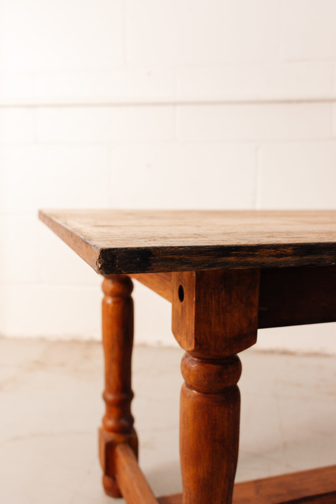 vintage french solid wood trestle coffee table