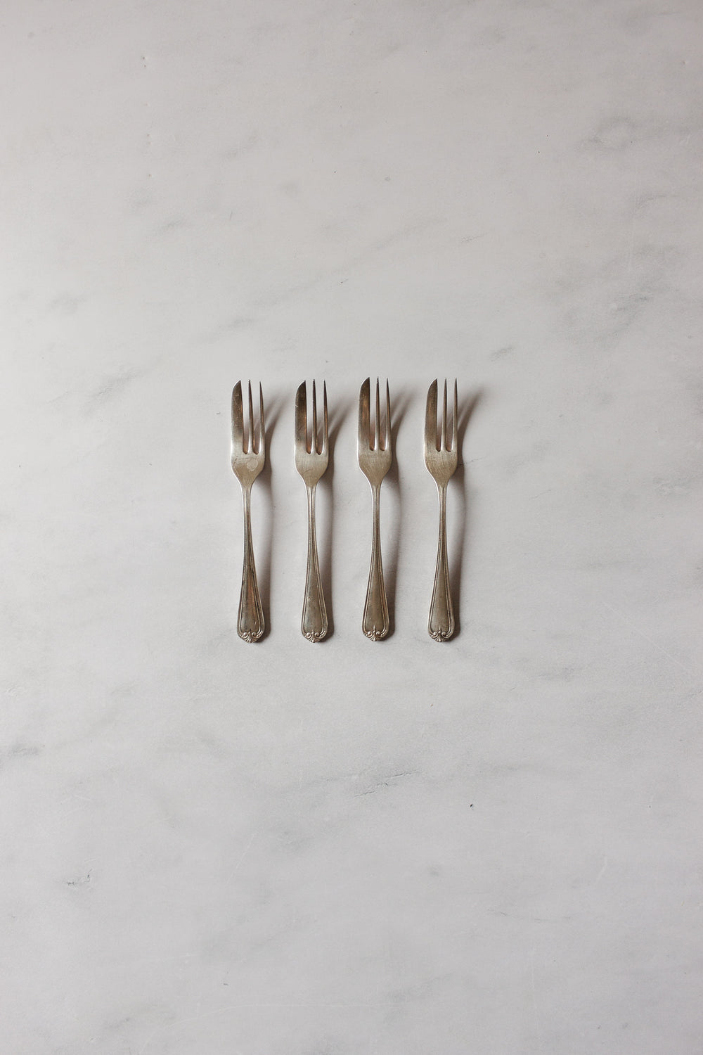 vintage french dessert forks, set of 4