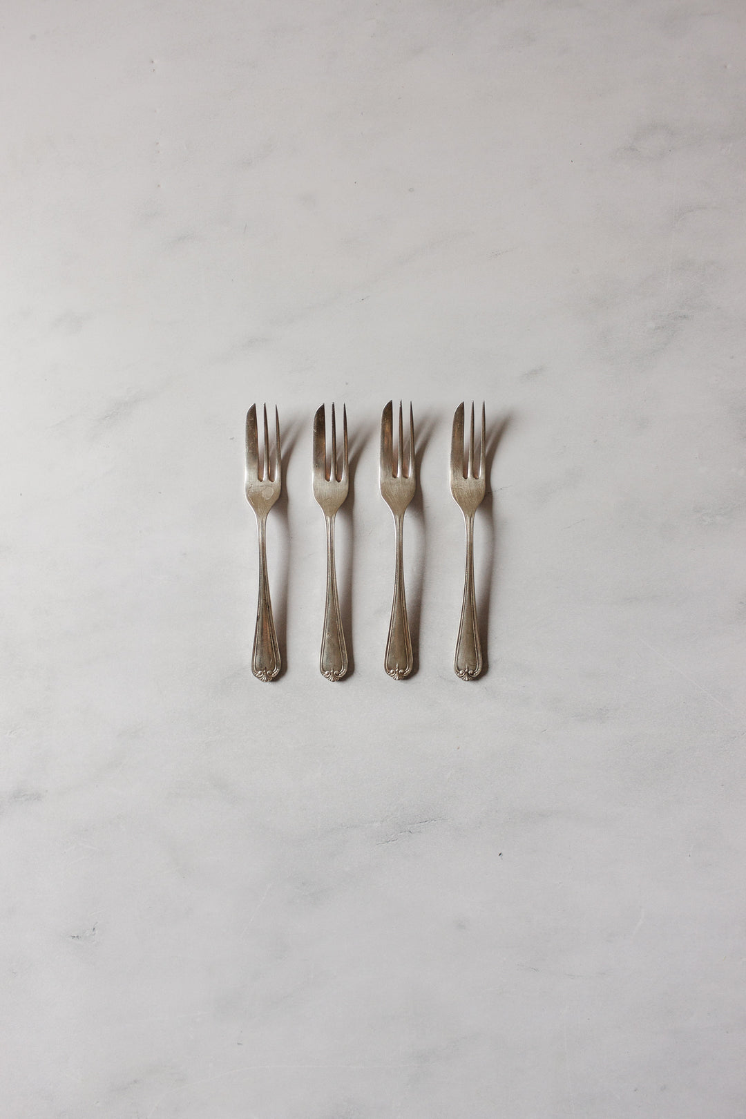 vintage french dessert forks, set of 4
