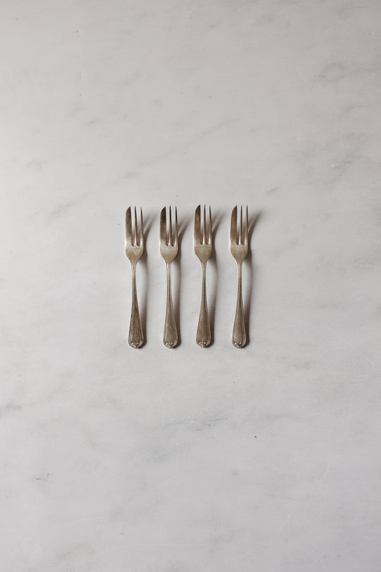 vintage french dessert forks, set of 4