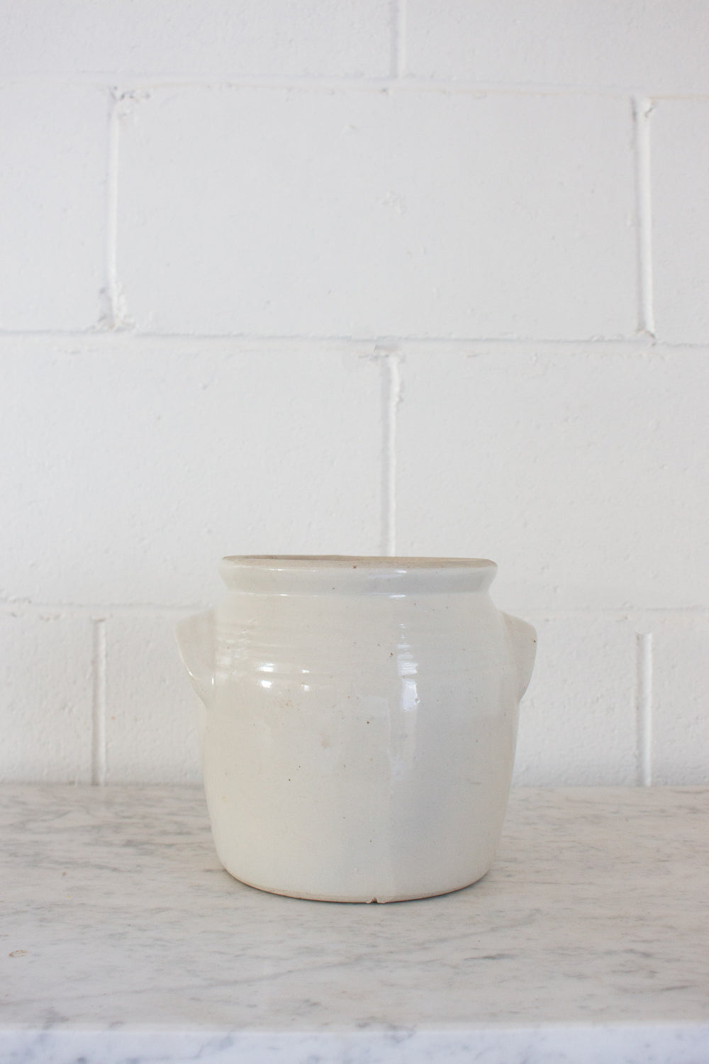 antique french confit pot, cream