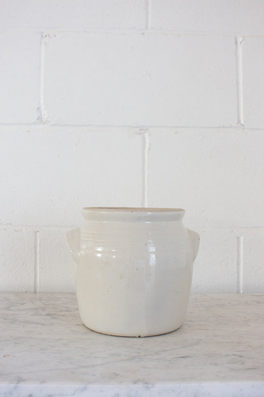 antique french confit pot, cream