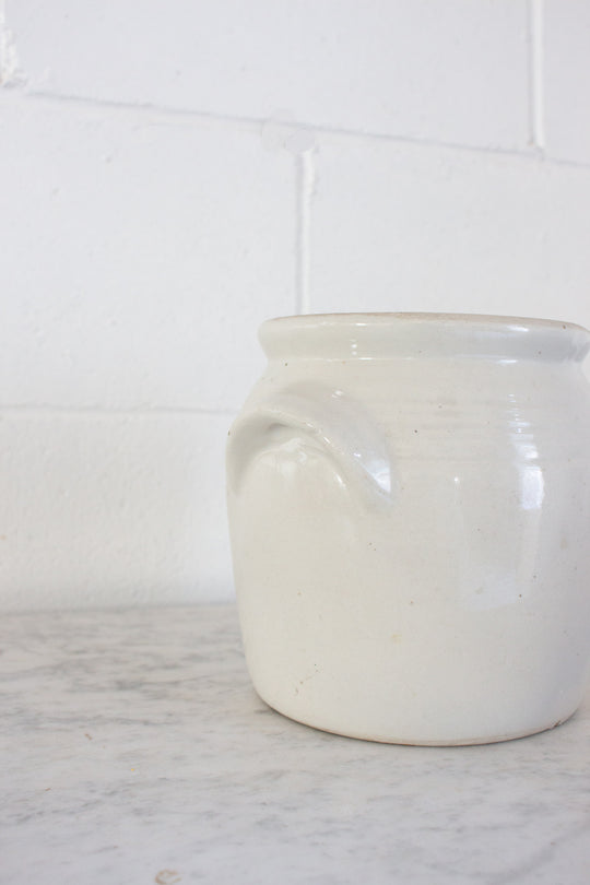 antique french confit pot, cream