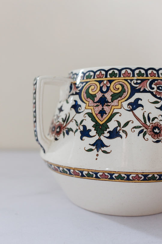 rare 1800s French Sarreguemines art nouveau transferware vessel