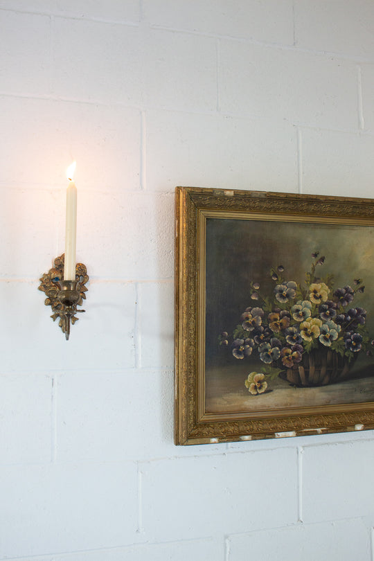 vintage french brass rose candle sconce