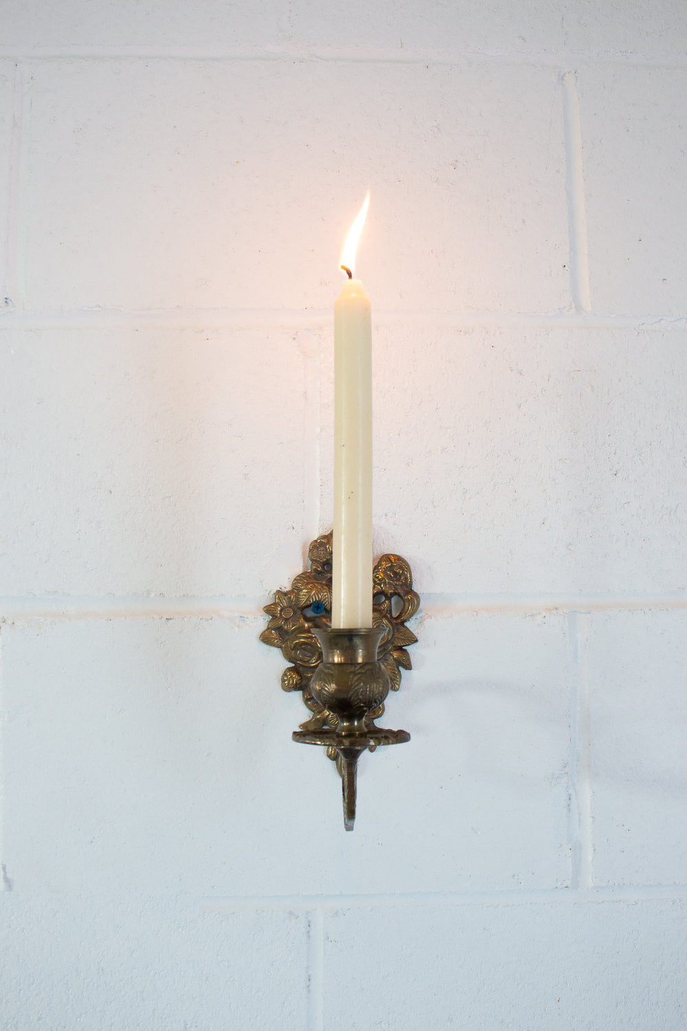 vintage french brass rose candle sconce