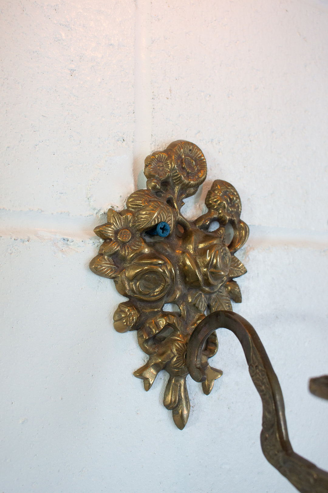 vintage french brass rose candle sconce