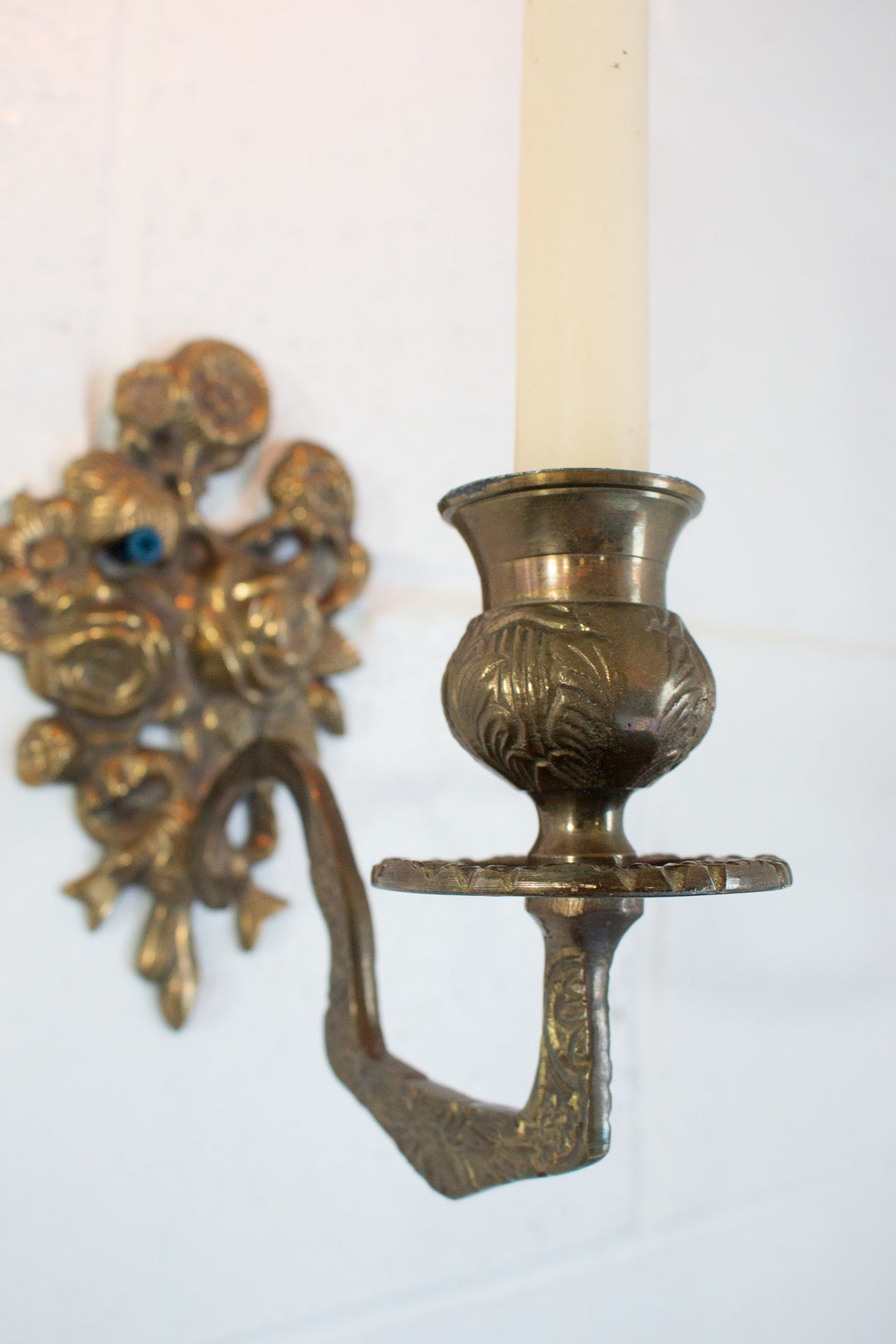 vintage french brass rose candle sconce