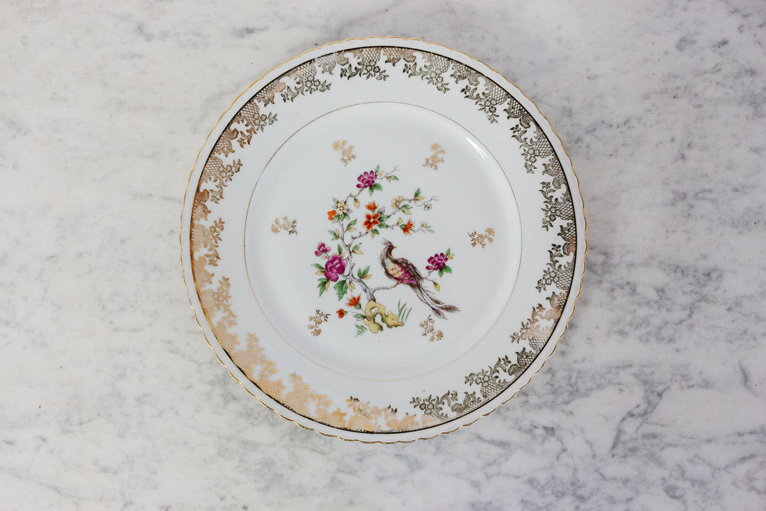 midcentury french limoges bird of paradise service, set of 41