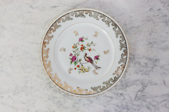 midcentury french limoges bird of paradise service, set of 41