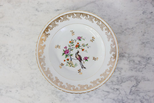 midcentury french limoges bird of paradise service, set of 41