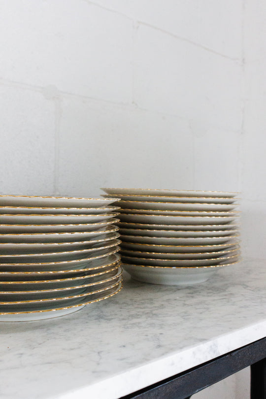 midcentury french limoges bird of paradise service, set of 41