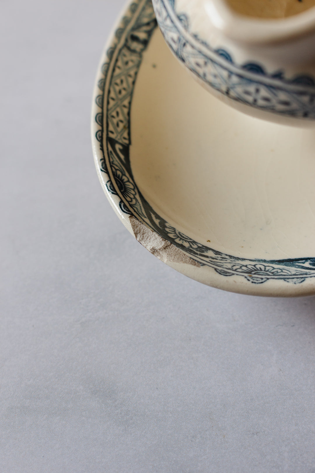 antique french Longwy transferware gravy boat