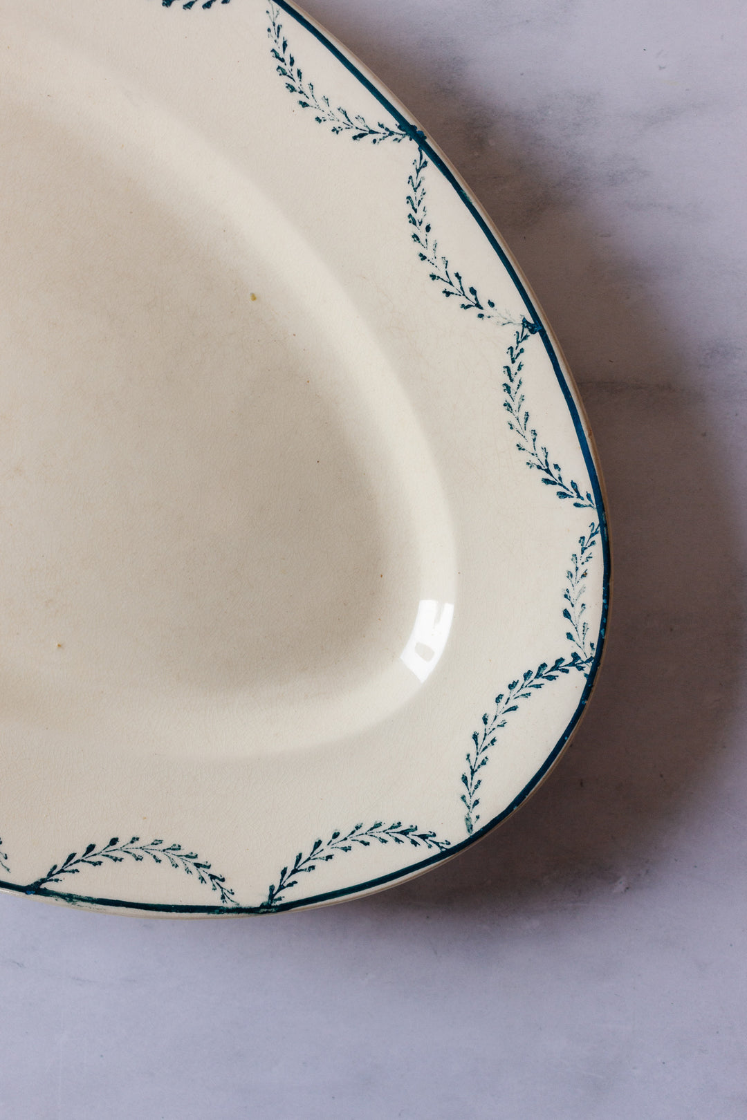 antique french blue and white transferware platter