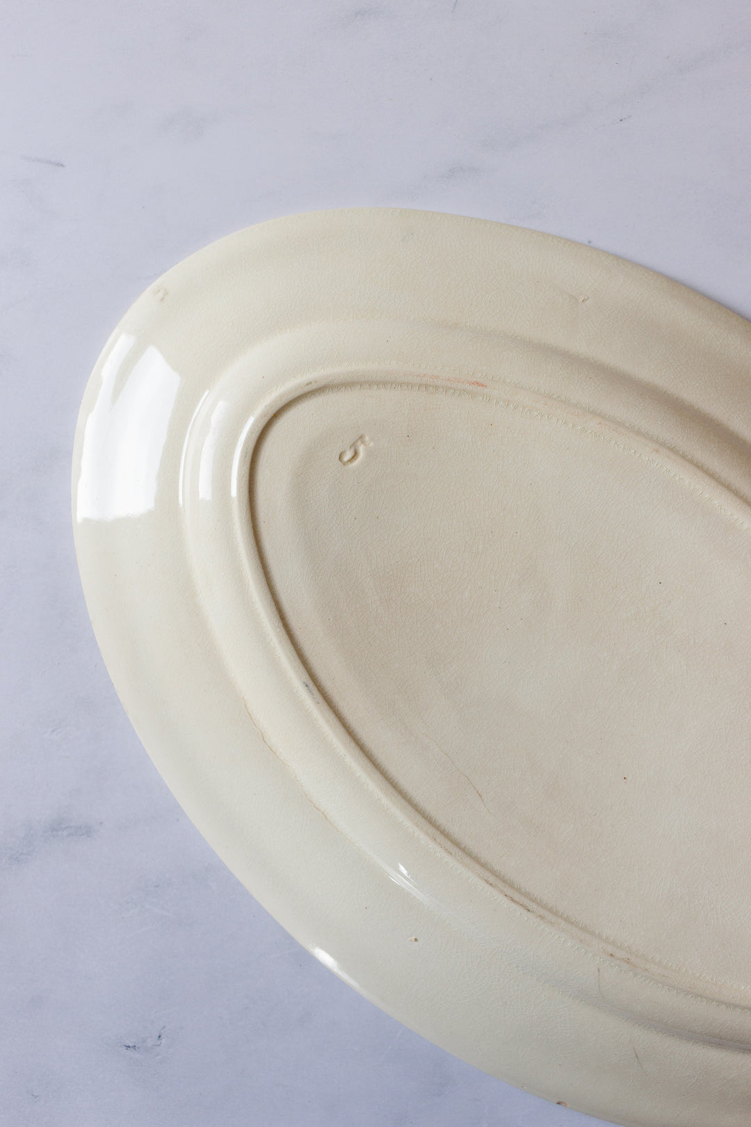 antique french blue and white transferware platter