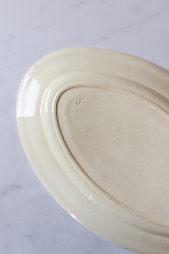 antique french blue and white transferware platter