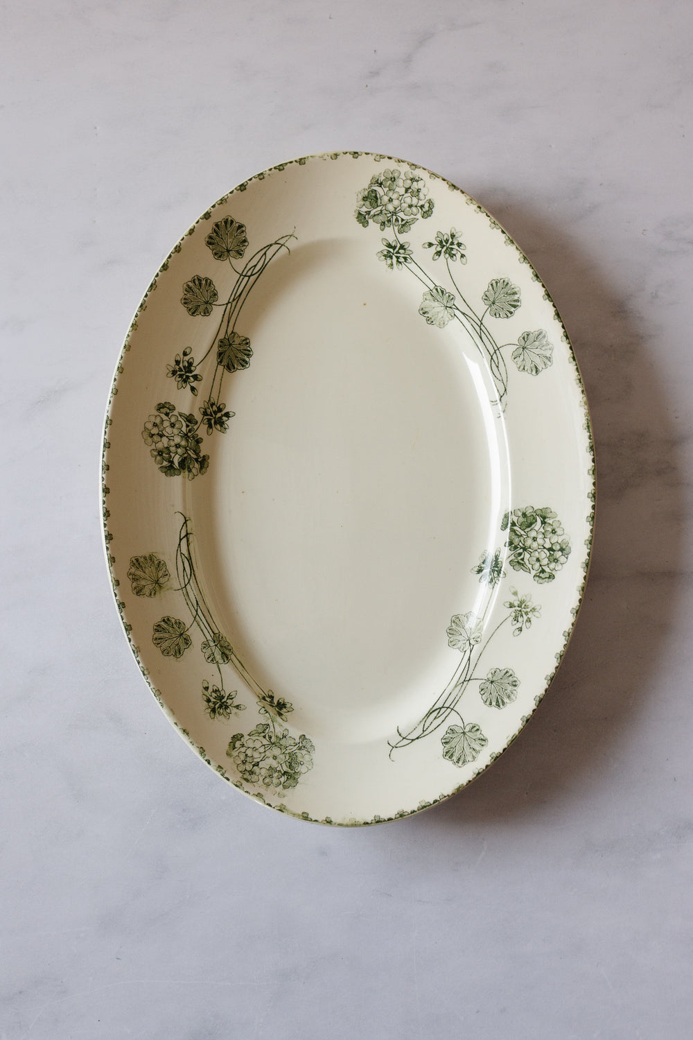 antique french "geranium" platter by sarreguemines