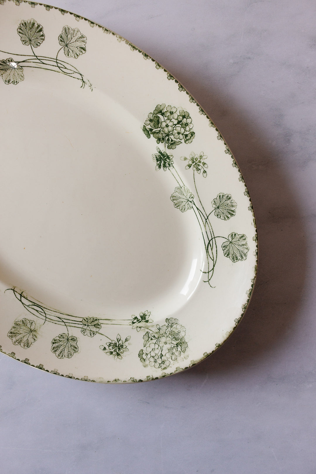 antique french "geranium" platter by sarreguemines