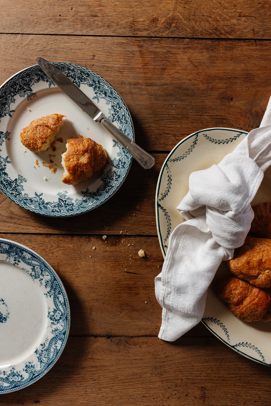 antique french blue and white transferware platter