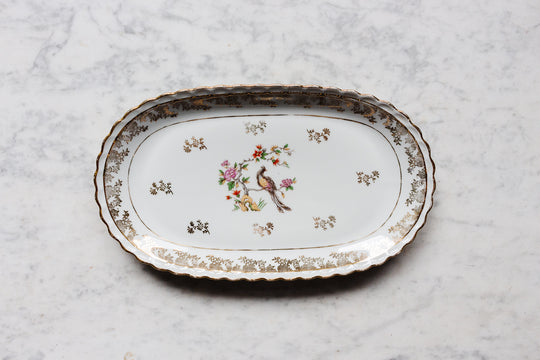 midcentury french limoges bird of paradise service, set of 41