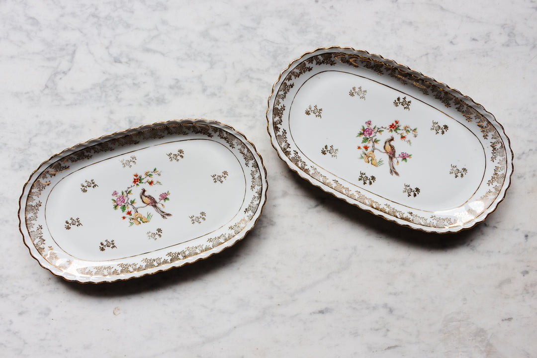 midcentury french limoges bird of paradise service, set of 41