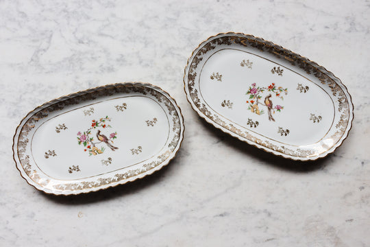 midcentury french limoges bird of paradise service, set of 41