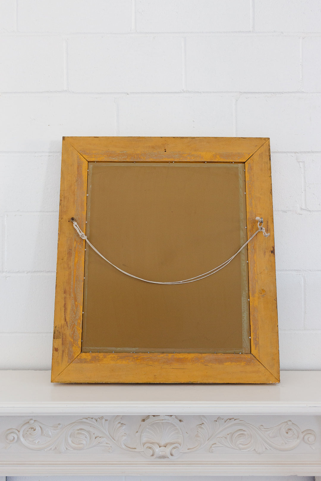 vintage french gilt wood mirror with pink glass