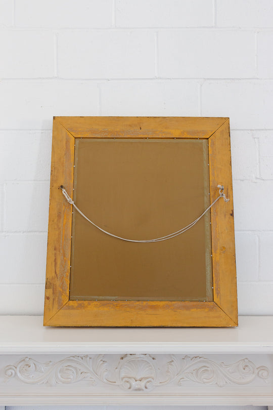 vintage french gilt wood mirror with pink glass