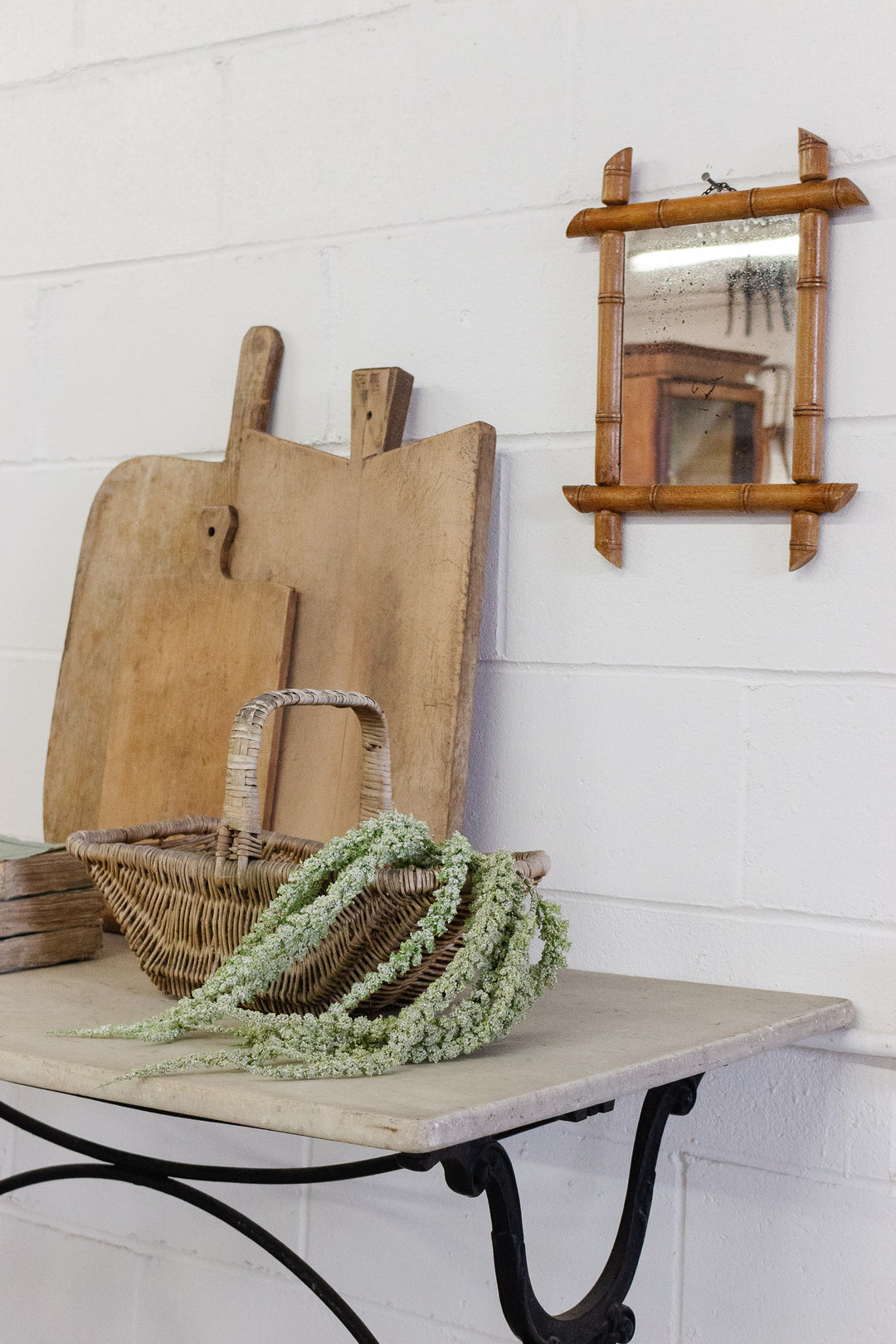 antique french woven gathering basket