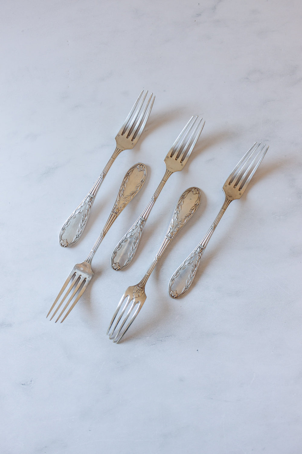 antique french silverplate forks  set of 5