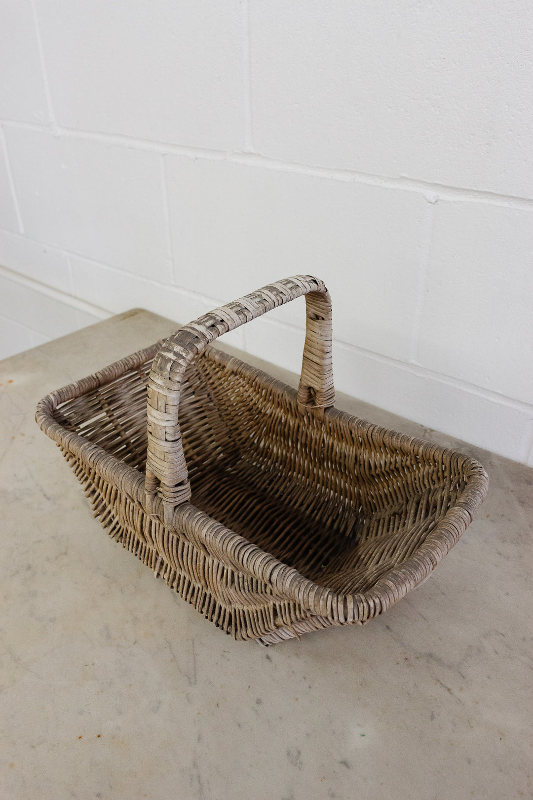 antique french woven gathering basket