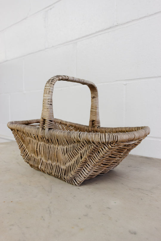 antique french woven gathering basket