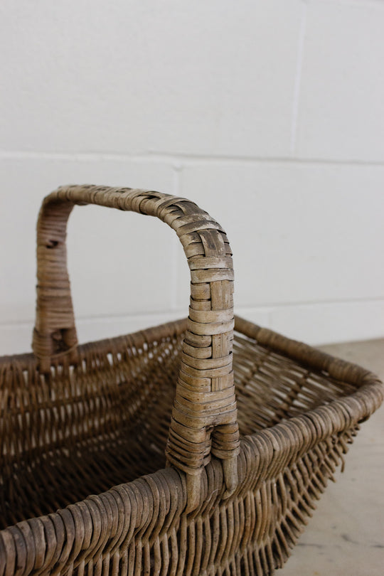 antique french woven gathering basket