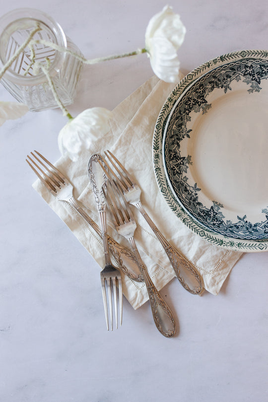 antique french silverplate forks  set of 5