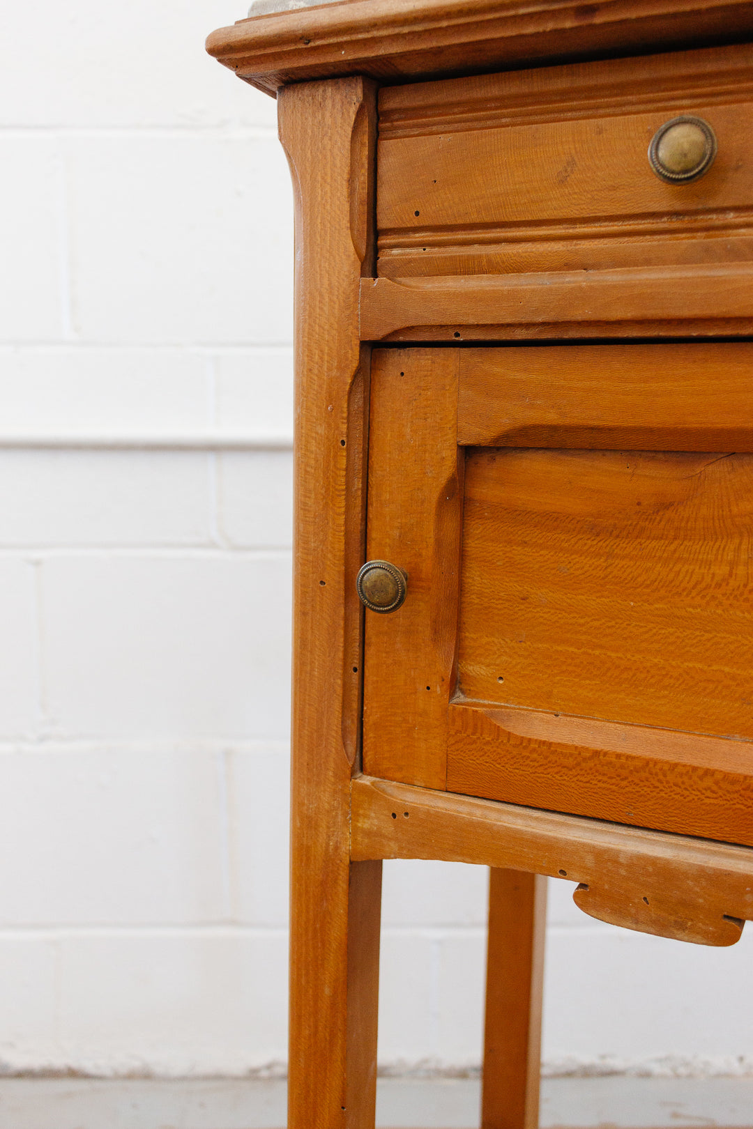 vintage French walnut Provençal side table