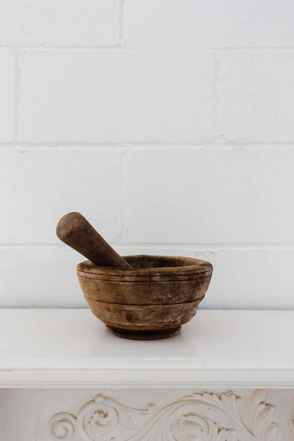 19th century french extra large hand crafted wood mortar and pestle