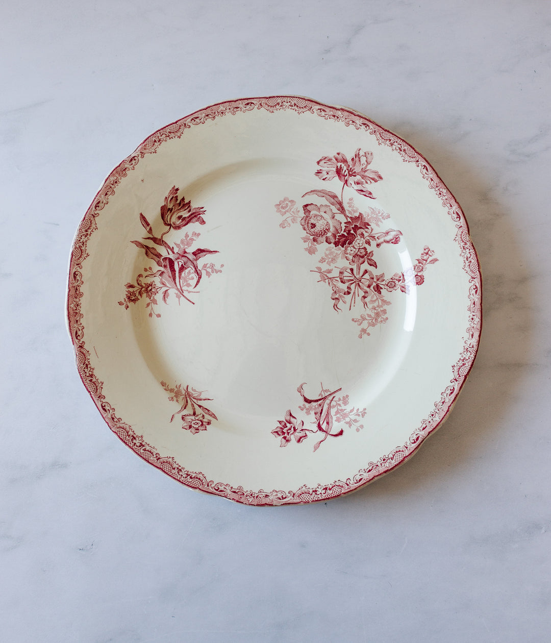 antique French transferware pitcher & plate set