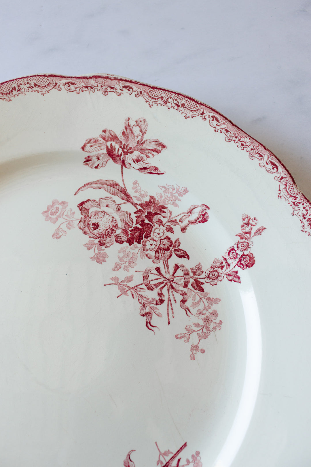 antique French transferware pitcher & plate set