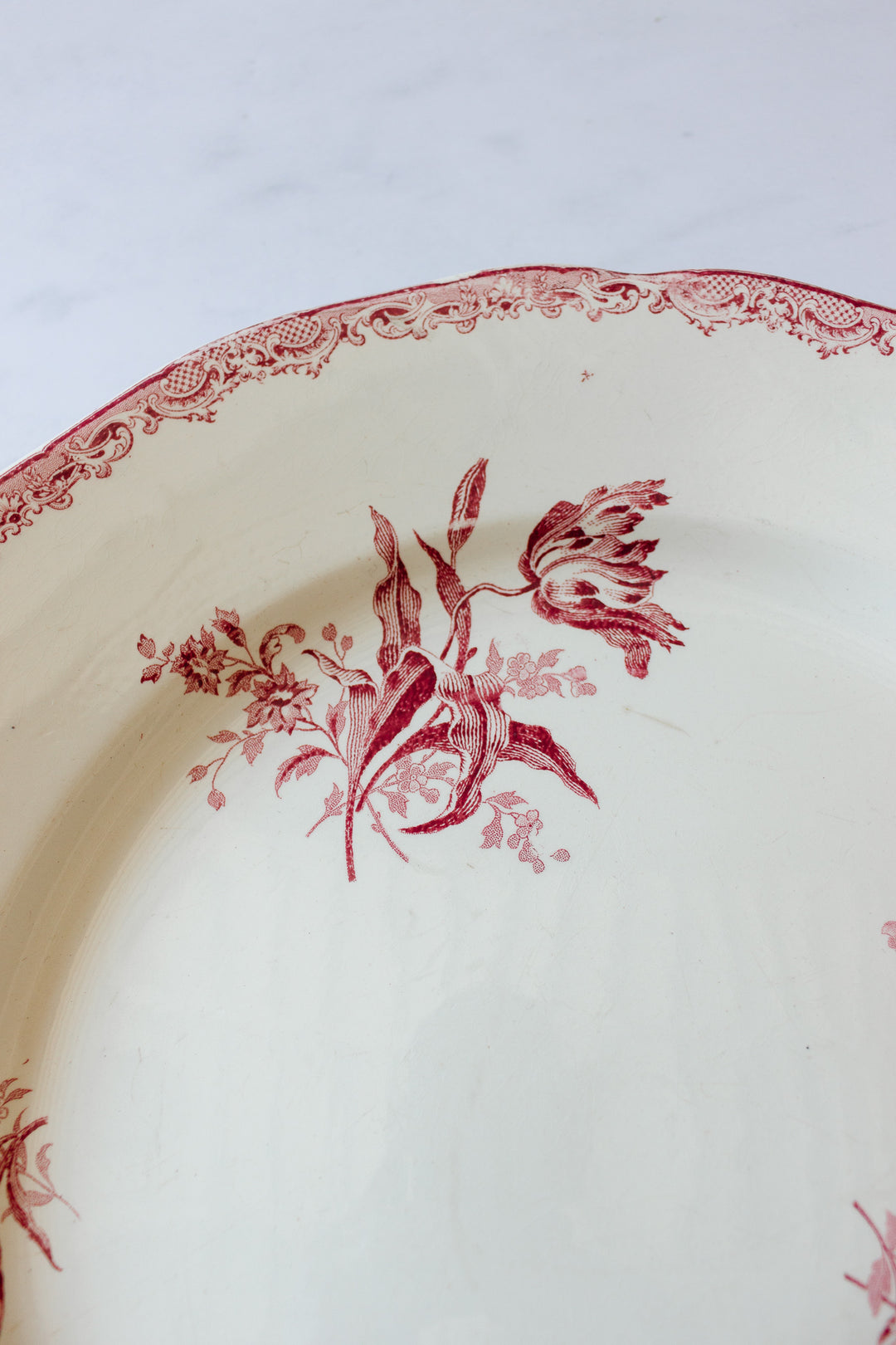 antique French transferware pitcher & plate set