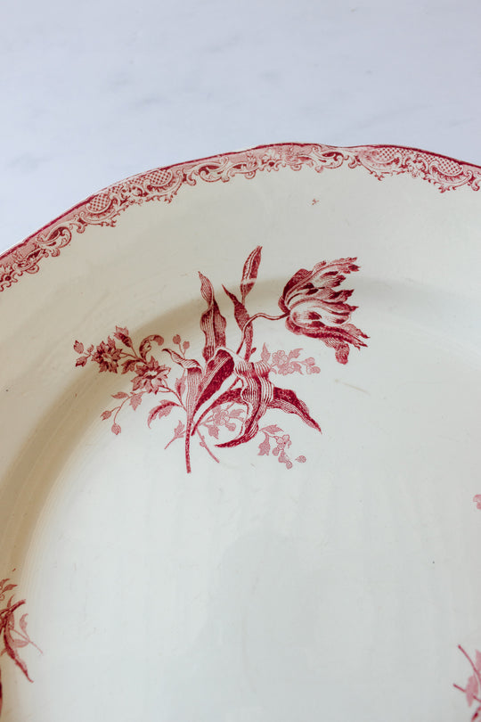 antique French transferware pitcher & plate set