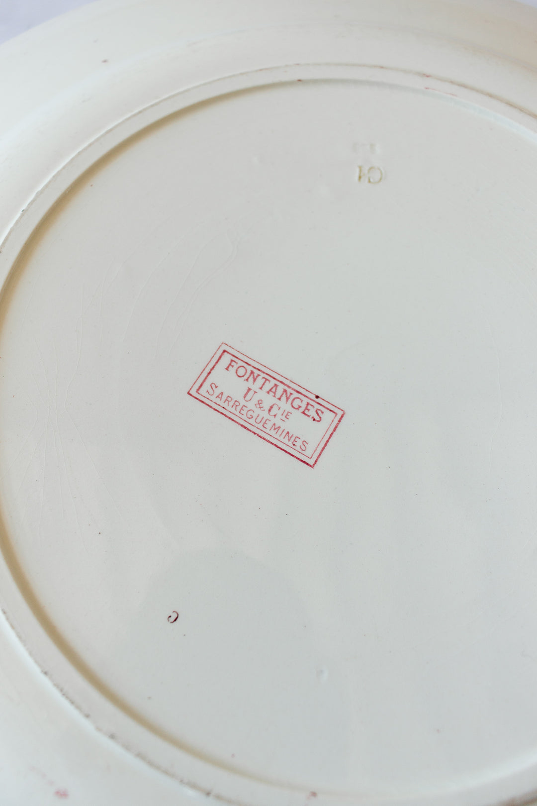 antique French transferware pitcher & plate set