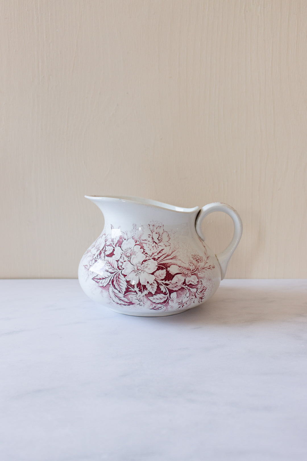 antique French transferware pitcher & plate set