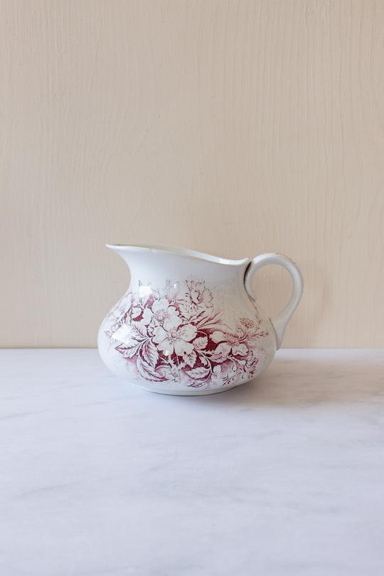 antique French transferware pitcher & plate set
