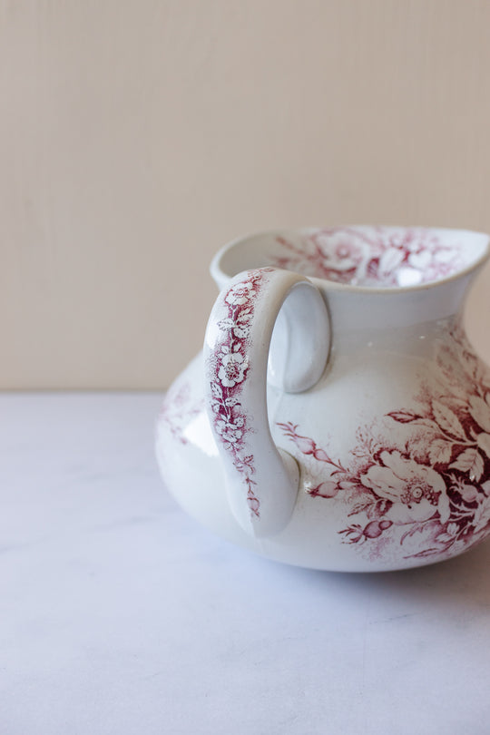 antique French transferware pitcher & plate set
