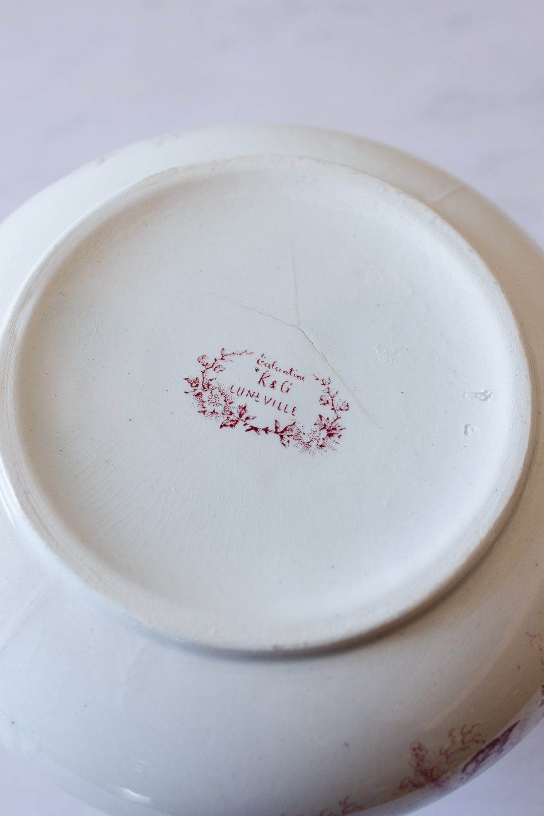 antique French transferware pitcher & plate set
